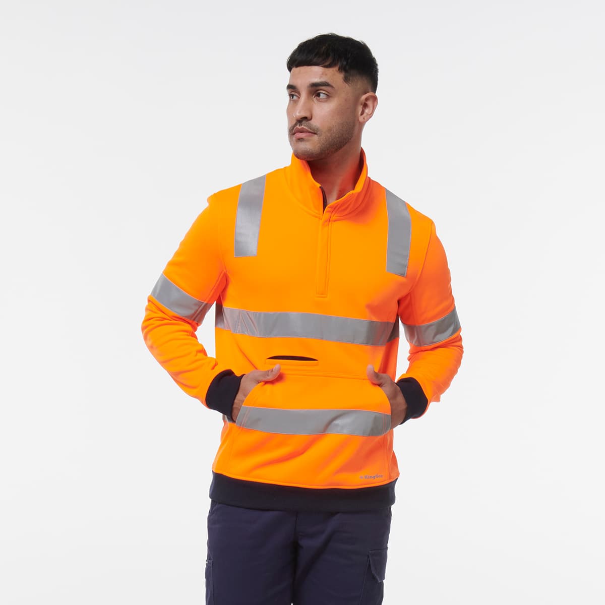 KingGee Reflective 1/4 Zip Fleece X Back (Orange)_3