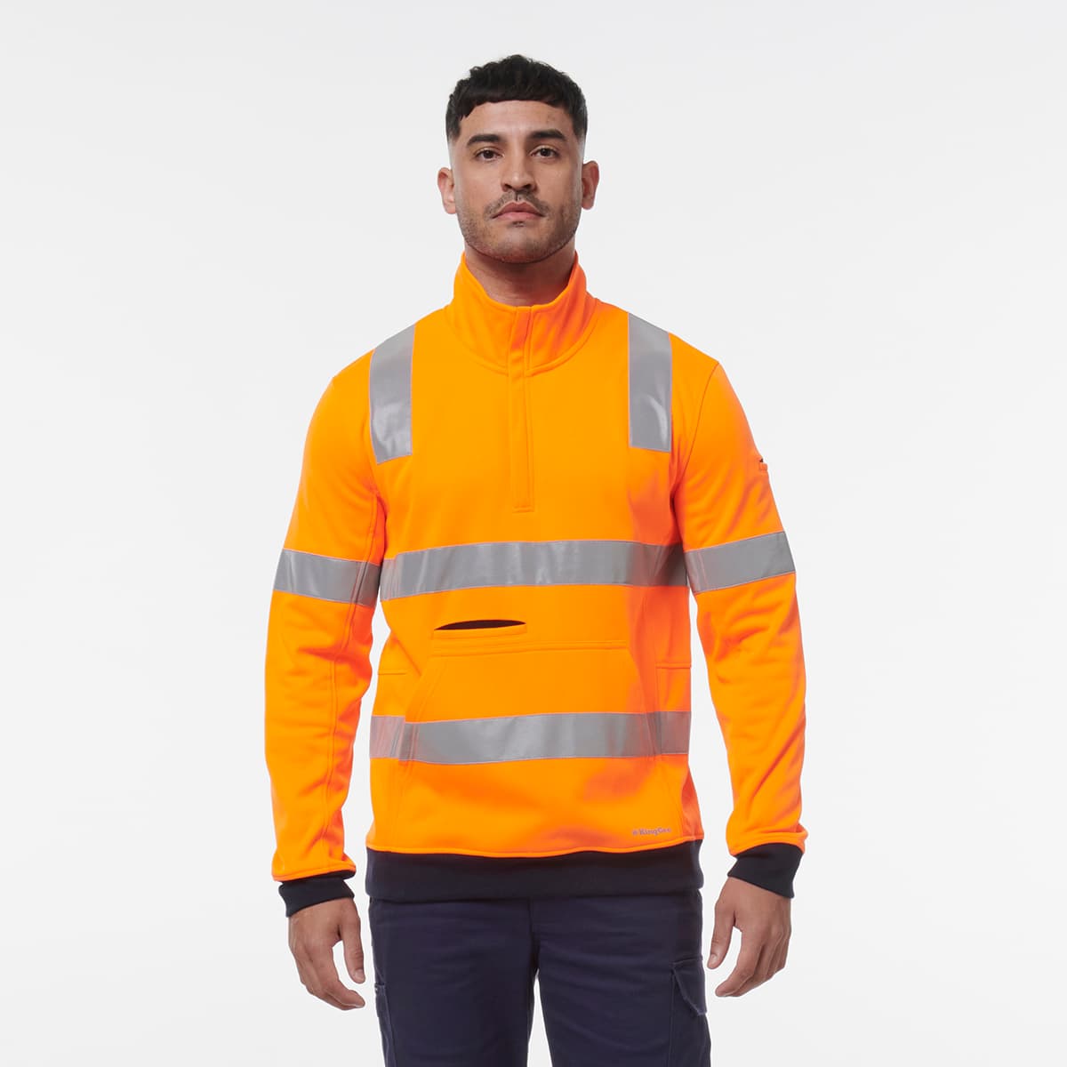 KingGee Reflective 1/4 Zip Fleece X Back (Orange)_4