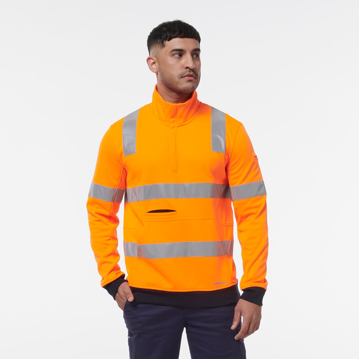 KingGee Reflective 1/4 Zip Fleece X Back (Orange)_5