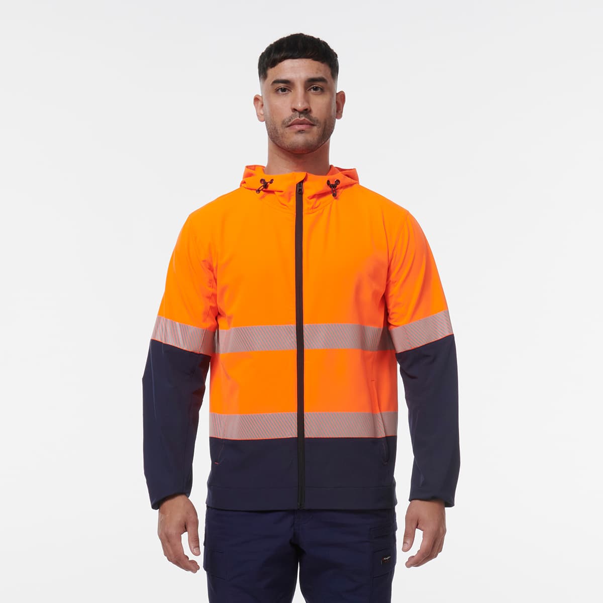 KingGee Reflective Repel Jacket (Orange/Navy)