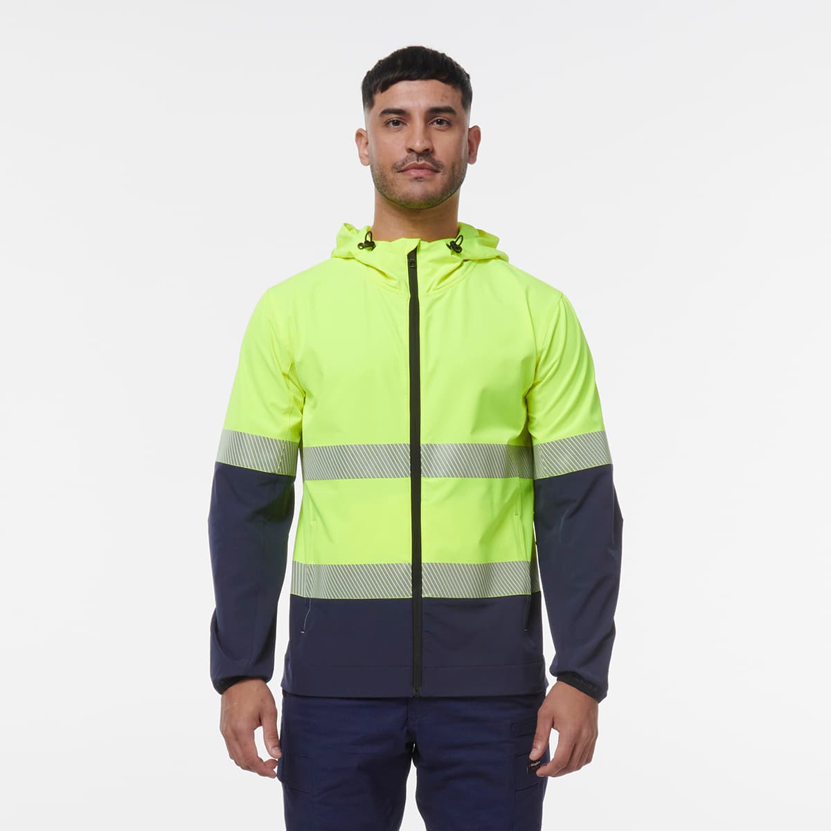 KingGee Reflective Repel Jacket (Yellow/Navy)