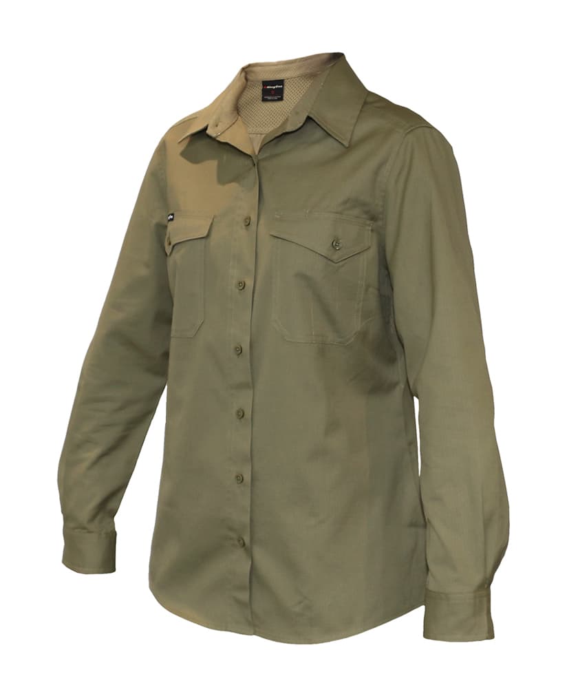 KingGee Womens Workcool 2 Shirt Long Sleeve (Khaki)