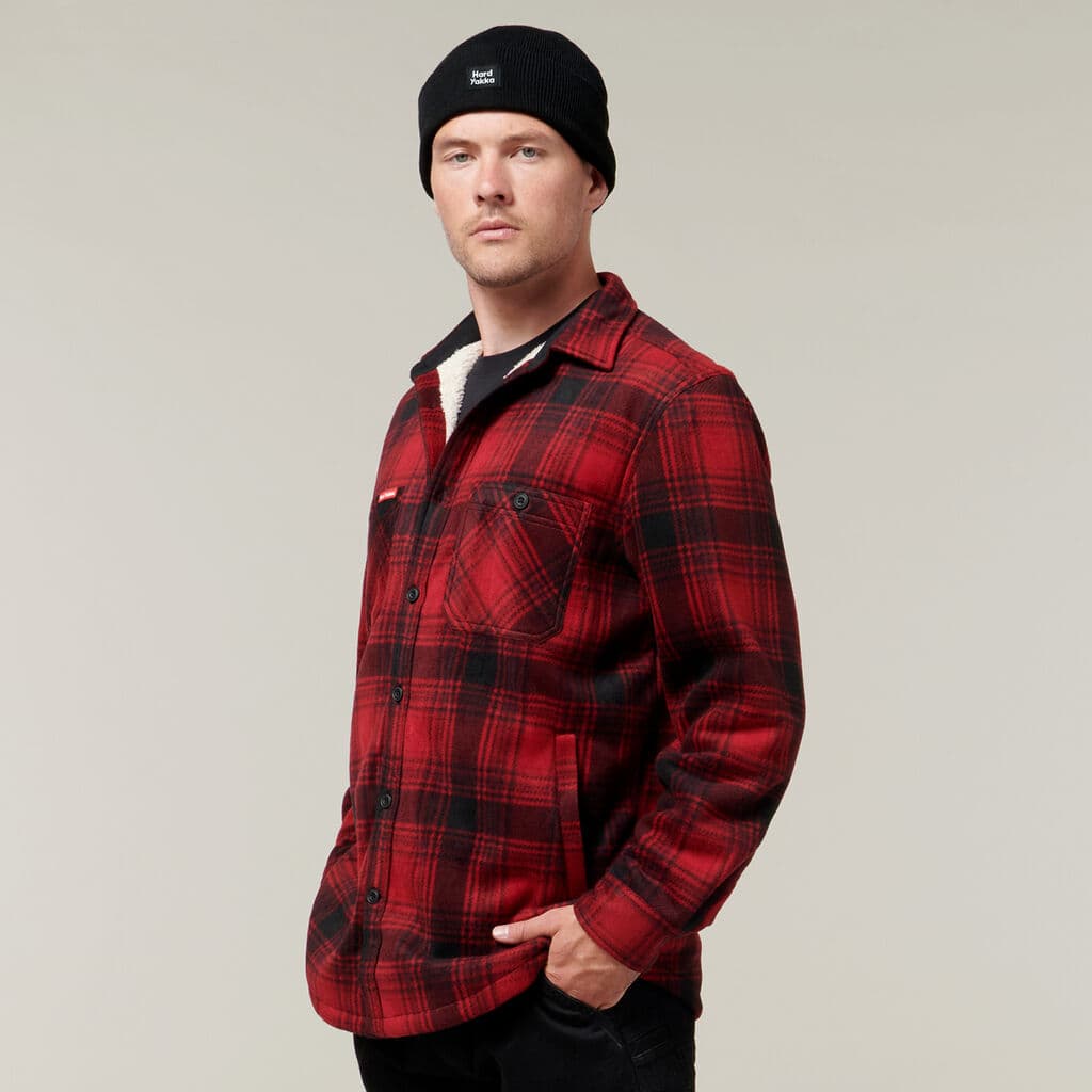 Hard Yakka Legends Sherpa with Beanie (Camper/Red)_2