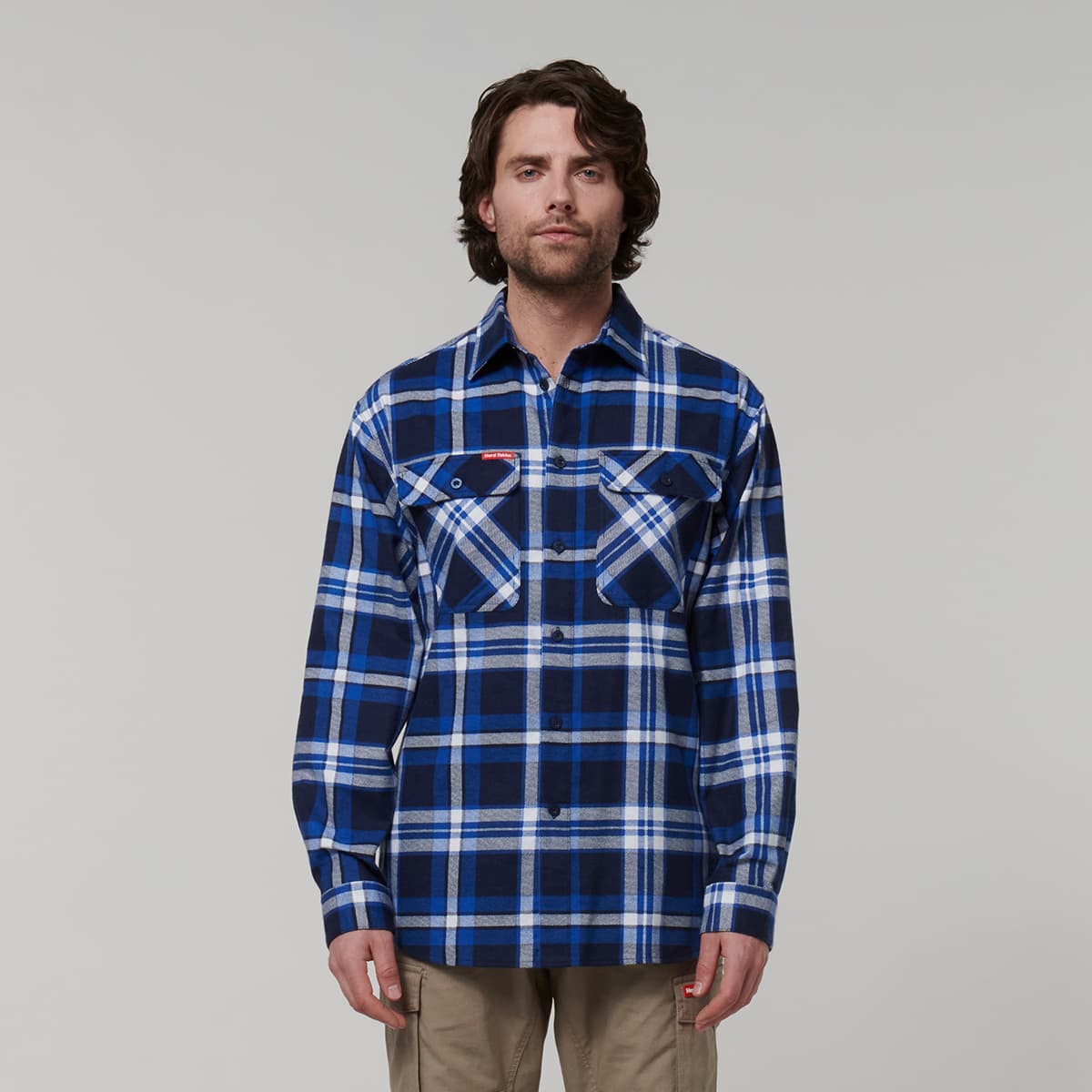 Hard Yakka Core Mens Long Sleeve Check Flannel (Blue Check)