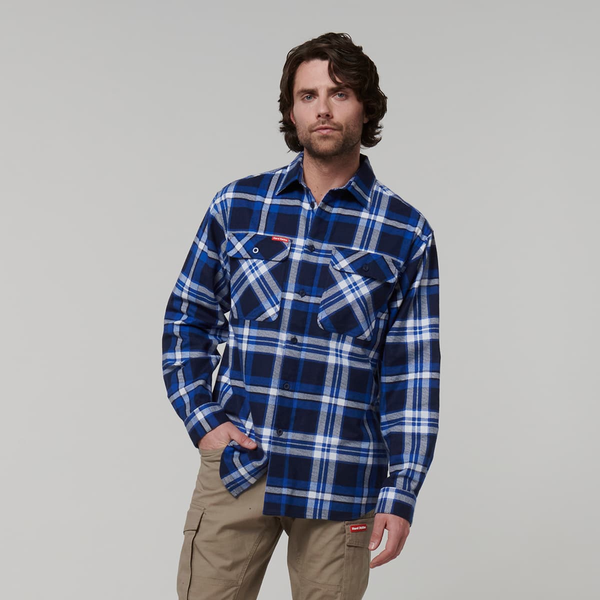 Hard Yakka Core Mens Long Sleeve Check Flannel (Blue Check)_2