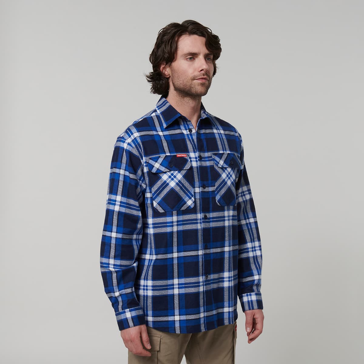 Hard Yakka Core Mens Long Sleeve Check Flannel (Blue Check)_3