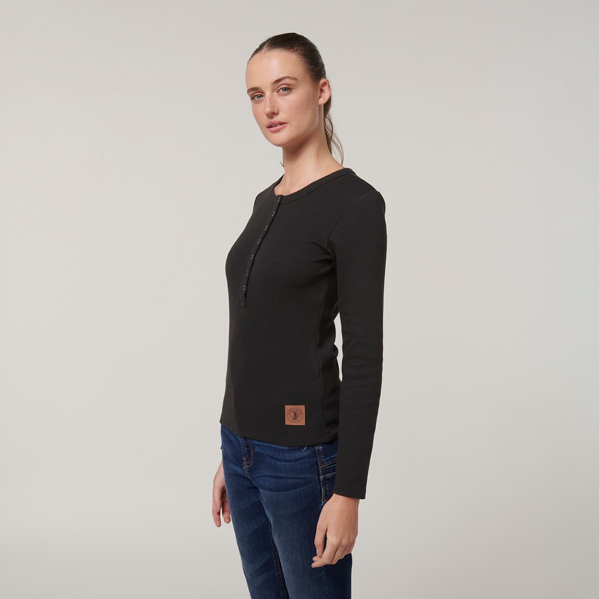 Hard Yakka Womens Henley (Black)_5