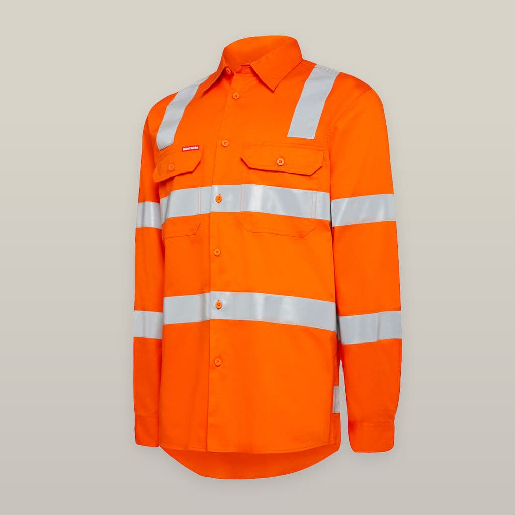 Hard Yakka Womens Foundations Biomotion Hi-Vis Long Sleeve Shirt with Tape (Safety Orange)