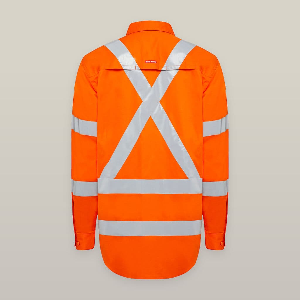 Hard Yakka Womens Foundations Biomotion Hi-Vis Long Sleeve Shirt with Tape (Safety Orange)_1