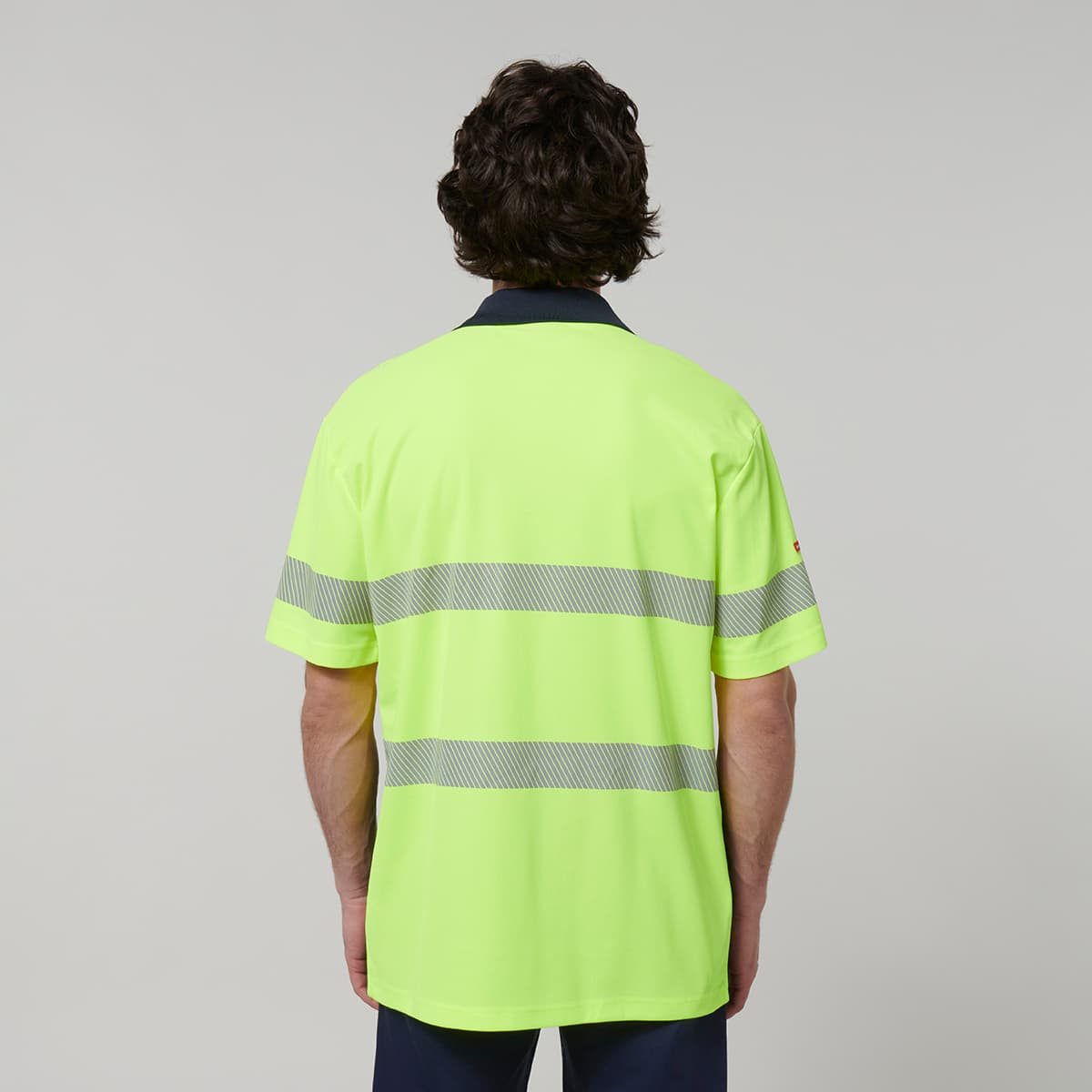 Hard Yakka Mens Short Sleeve Hi Vis Taped Polo (Yellow/Navy)_4