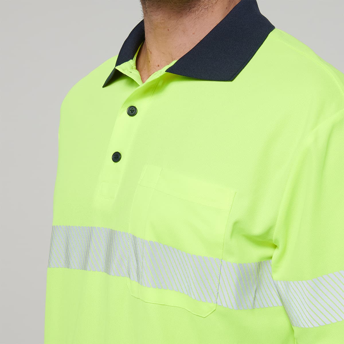 Hard Yakka Mens Short Sleeve Hi Vis Taped Polo (Yellow/Navy)_6